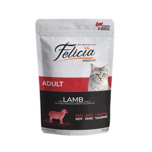 پوچ گربه فلیسیا تهیه شده از گوشت بره؛ بدون غلات